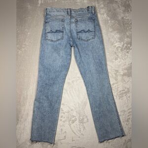 7 For All Mankind Kimmie Straight Leg Raw Hem Zip Fly Denim Blue Jeans Size 30